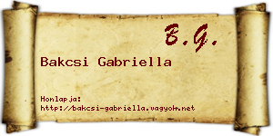 Bakcsi Gabriella névjegykártya